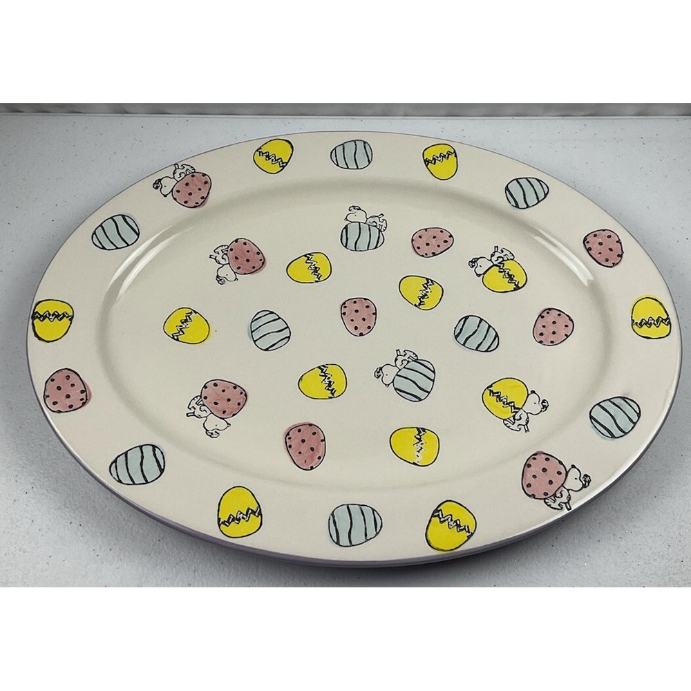 Peanuts Snoopy Easter Egg Oval Platter Ceramic Serving Dish 14.5"